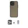 MARSİLYAN™- iPhone 15 Pro Max Kılıf Ahenk Çizgi Serisi - Siyah Joko Magic 5D Cam + PVD Metal Kamera Lens - LT
