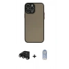 MARSİLYAN™- iPhone 15 Pro Max Kılıf Ahenk Çizgi Serisi - Siyah Joko Magic 5D Cam + Raze Metal Kamera Lens - SH