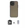 MARSİLYAN™- iPhone 15 Pro Max Kılıf Ahenk Çizgi Serisi - Siyah Joko Magic 5D Cam + PVD Metal Kamera Lens - TU