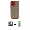MARSİLYAN™- iPhone 15 Pro Max Kılıf Ahenk Çizgi Serisi - Siyah Polymer Nano Ekran Koruyucu + PVD Metal Kamera Lens - GI
