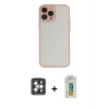 MARSİLYAN™- iPhone 15 Pro Max Kılıf Ahenk Çizgi Serisi - Siyah Polymer Nano Ekran Koruyucu + PVD Metal Kamera Lens - GI