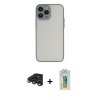 MARSİLYAN™- iPhone 15 Pro Max Kılıf Ahenk Çizgi Serisi - Siyah Polymer Nano Ekran Koruyucu + Raze Metal Kamera Lens - LT