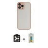 MARSİLYAN™- iPhone 15 Pro Max Kılıf Ahenk Çizgi Serisi - Siyah Polymer Nano Ekran Koruyucu + PVD Metal Kamera Lens - TU