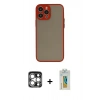 MARSİLYAN™- iPhone 15 Pro Max Kılıf Ahenk Çizgi Serisi - Siyah Polymer Nano Ekran Koruyucu + PVD Metal Kamera Lens - GS