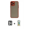 MARSİLYAN™- iPhone 15 Pro Max Kılıf Ahenk Çizgi Serisi - Siyah Polymer Nano Ekran Koruyucu + PVD Metal Kamera Lens - LT