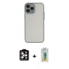 MARSİLYAN™- iPhone 15 Pro Max Kılıf Ahenk Çizgi Serisi - Siyah Polymer Nano Ekran Koruyucu + PVD Metal Kamera Lens - TU