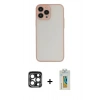 MARSİLYAN™- iPhone 15 Pro Max Kılıf Ahenk Çizgi Serisi - Siyah Polymer Nano Ekran Koruyucu + PVD Metal Kamera Lens - LT