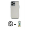 MARSİLYAN™- iPhone 15 Pro Max Kılıf Ahenk Çizgi Serisi - Siyah Polymer Nano Ekran Koruyucu + PVD Metal Kamera Lens - GS