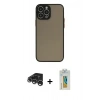 MARSİLYAN™- iPhone 15 Pro Max Kılıf Ahenk Çizgi Serisi - Siyah Polymer Nano Ekran Koruyucu + Raze Metal Kamera Lens - GS