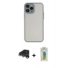 MARSİLYAN™- iPhone 15 Pro Max Kılıf Ahenk Çizgi Serisi - Siyah Polymer Nano Ekran Koruyucu + Raze Metal Kamera Lens - GS