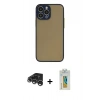 MARSİLYAN™- iPhone 15 Pro Max Kılıf Ahenk Çizgi Serisi - Siyah Polymer Nano Ekran Koruyucu + Raze Metal Kamera Lens - GS