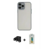 MARSİLYAN™- iPhone 15 Pro Max Kılıf Ahenk Çizgi Serisi - Siyah Polymer Nano Ekran Koruyucu + Siyah Raze Metal Kamera Lens