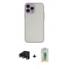 MARSİLYAN™- iPhone 15 Pro Max Kılıf Ahenk Çizgi Serisi - Siyah Polymer Nano Ekran Koruyucu + Siyah Raze Metal Kamera Lens