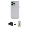 MARSİLYAN™- iPhone 15 Pro Max Kılıf Ahenk Çizgi Serisi - Siyah Polymer Nano Ekran Koruyucu + Siyah Raze Metal Kamera Lens