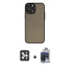 MARSİLYAN™- iPhone 15 Pro Max Kılıf Ahenk Çizgi Serisi - Siyah Vanessa Magic Cam + PVD Metal Kamera Lens - GI