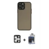 MARSİLYAN™- iPhone 15 Pro Max Kılıf Ahenk Çizgi Serisi - Siyah Vanessa Magic Cam + PVD Metal Kamera Lens - GS