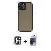 MARSİLYAN™- iPhone 15 Pro Max Kılıf Ahenk Çizgi Serisi - Siyah Vanessa Magic Cam + PVD Metal Kamera Lens - LT