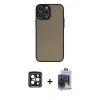 MARSİLYAN™- iPhone 15 Pro Max Kılıf Ahenk Çizgi Serisi - Siyah Vanessa Magic Cam + PVD Metal Kamera Lens - SH