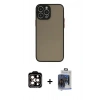 MARSİLYAN™- iPhone 15 Pro Max Kılıf Ahenk Çizgi Serisi - Siyah Vanessa Magic Cam + PVD Metal Kamera Lens - TU