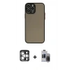 MARSİLYAN™- iPhone 15 Pro Max Kılıf Ahenk Çizgi Serisi - Siyah Vanessa Magic Hayalet Cam + PVD Metal Kamera Lens - GS