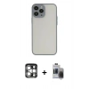 MARSİLYAN™- iPhone 15 Pro Max Kılıf Ahenk Çizgi Serisi - Siyah Vanessa Magic Hayalet Cam + PVD Metal Kamera Lens - GS