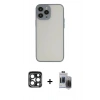MARSİLYAN™- iPhone 15 Pro Max Kılıf Ahenk Çizgi Serisi - Siyah Vanessa Magic Hayalet Cam + PVD Metal Kamera Lens - LT