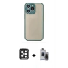 MARSİLYAN™- iPhone 15 Pro Max Kılıf Ahenk Çizgi Serisi - Siyah Vanessa Magic Hayalet Cam + PVD Metal Kamera Lens - SH