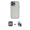 MARSİLYAN™- iPhone 15 Pro Max Kılıf Ahenk Çizgi Serisi - Siyah Vanessa Magic Hayalet Cam + PVD Metal Kamera Lens - SH