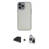 MARSİLYAN™- iPhone 15 Pro Max Kılıf Ahenk Çizgi Serisi - Siyah Vanessa Magic Hayalet Cam + Raze Metal Kamera Lens - TMGI