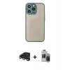 MARSİLYAN™- iPhone 15 Pro Max Kılıf Ahenk Çizgi Serisi - Siyah Vanessa Magic Hayalet Cam + Raze Metal Kamera Lens - TMGI