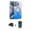 MARSİLYAN™- iPhone 15 Pro Max Kılıf Ahenk Doku Özel Seri - Şeffaf 360 Full Body Arka Koruyucu + Raze Metal Kamera Lens - SH