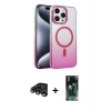 MARSİLYAN™- iPhone 15 Pro Max Kılıf Ahenk Doku Özel Seri - Şeffaf 360 Full Body Arka Koruyucu + Raze Metal Kamera Lens - TMGI