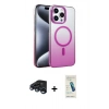 MARSİLYAN™- iPhone 15 Pro Max Kılıf Ahenk Doku Özel Seri - Şeffaf Pasifik Cam Ekran Koruyucu + Raze Metal Kamera Lens - LT