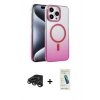 MARSİLYAN™- iPhone 15 Pro Max Kılıf Ahenk Doku Özel Seri - Şeffaf Pasifik Cam Ekran Koruyucu + Raze Metal Kamera Lens - TMGI