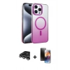 MARSİLYAN™- iPhone 15 Pro Max Kılıf Ahenk Doku Özel Seri - Siyah 3D Antistatik Mat Seramik Nano Ekran Koruyucu + Raze Metal Kamera Lens - GS