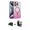 MARSİLYAN™- iPhone 15 Pro Max Kılıf Ahenk Doku Özel Seri - Siyah 3D Antistatik Mat Seramik Nano Ekran Koruyucu + Raze Metal Kamera Lens - TMGI
