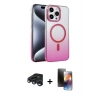 MARSİLYAN™- iPhone 15 Pro Max Kılıf Ahenk Doku Özel Seri - Siyah 3D Antistatik Mat Seramik Nano Ekran Koruyucu + Raze Metal Kamera Lens - LT
