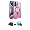 MARSİLYAN™- iPhone 15 Pro Max Kılıf Ahenk Doku Özel Seri - Siyah 3D Antistatik Seramik Nano Ekran Koruyucu + Raze Metal Kamera Lens - TMGI