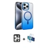 MARSİLYAN™- iPhone 15 Pro Max Kılıf Ahenk Doku Özel Seri - Siyah 3D Antistatik Seramik Nano Ekran Koruyucu + PVD Metal Kamera Lens - GS