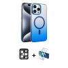 MARSİLYAN™- iPhone 15 Pro Max Kılıf Ahenk Doku Özel Seri - Siyah 3D Antistatik Seramik Nano Ekran Koruyucu + PVD Metal Kamera Lens - LT