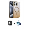 MARSİLYAN™- iPhone 15 Pro Max Kılıf Ahenk Doku Özel Seri - Siyah 3D Antistatik Seramik Nano Ekran Koruyucu + PVD Metal Kamera Lens - SH