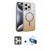 MARSİLYAN™- iPhone 15 Pro Max Kılıf Ahenk Doku Özel Seri - Siyah 3D Antistatik Seramik Nano Ekran Koruyucu + PVD Metal Kamera Lens - GS