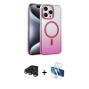 MARSİLYAN™- iPhone 15 Pro Max Kılıf Ahenk Doku Özel Seri - Siyah 3D Antistatik Seramik Nano Ekran Koruyucu + Raze Metal Kamera Lens - LT