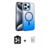 MARSİLYAN™- iPhone 15 Pro Max Kılıf Ahenk Doku Özel Seri - Siyah Bilvis 0.18mm Plus Cam Ekran Koruyucu + PVD Metal Kamera Lens - TU