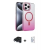 MARSİLYAN™- iPhone 15 Pro Max Kılıf Ahenk Doku Özel Seri - Siyah Bilvis 0.18mm Plus Cam Ekran Koruyucu + Raze Metal Kamera Lens - LT