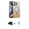 MARSİLYAN™- iPhone 15 Pro Max Kılıf Ahenk Doku Özel Seri - Siyah Bilvis 0.18mm Plus Cam Ekran Koruyucu + Raze Metal Kamera Lens - TMGI