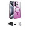 MARSİLYAN™- iPhone 15 Pro Max Kılıf Ahenk Doku Özel Seri - Siyah Bilvis 0.18mm Plus Cam Ekran Koruyucu + Raze Metal Kamera Lens - LT
