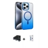 MARSİLYAN™- iPhone 15 Pro Max Kılıf Ahenk Doku Özel Seri - Siyah Bilvis 0.18mm Plus Cam Ekran Koruyucu + Raze Metal Kamera Lens - LT