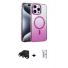 MARSİLYAN™- iPhone 15 Pro Max Kılıf Ahenk Doku Özel Seri - Siyah Bilvis 0.18mm Plus Cam Ekran Koruyucu + Raze Metal Kamera Lens - SH