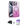 MARSİLYAN™- iPhone 15 Pro Max Kılıf Ahenk Doku Özel Seri - Siyah Bilvis 5in1 3D Magic Cam Ekran Koruyucu + Raze Metal Kamera Lens - LT
